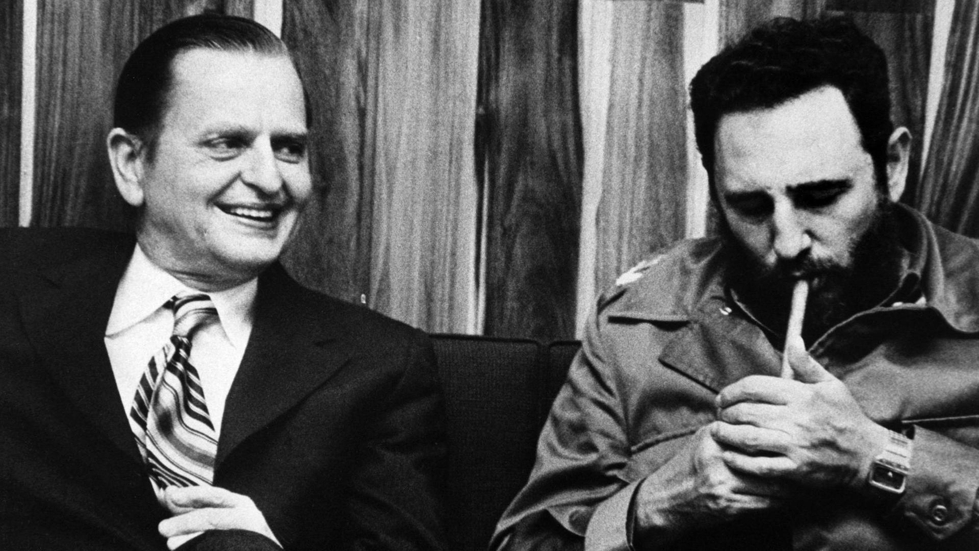 Olof Palme und Fidel Castro